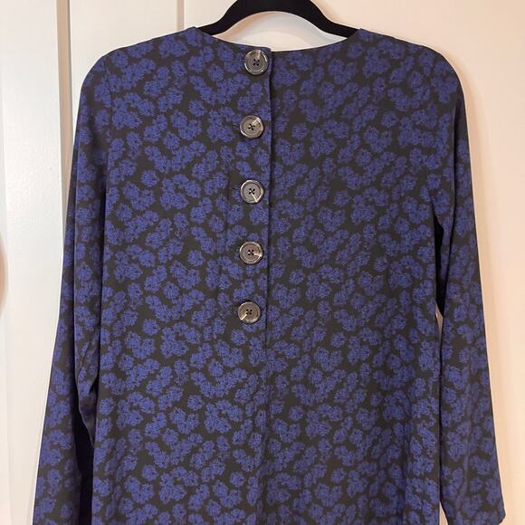 Elizabeth And James Blue Black Floral Long Sleeves Maxi Dress Size Small - Picture 7 of 13